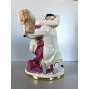 SCULTURA STATUINA CERAMICA POLICROMA Fabris PIERROT DONNA NUDO EROTICO ART DECO
