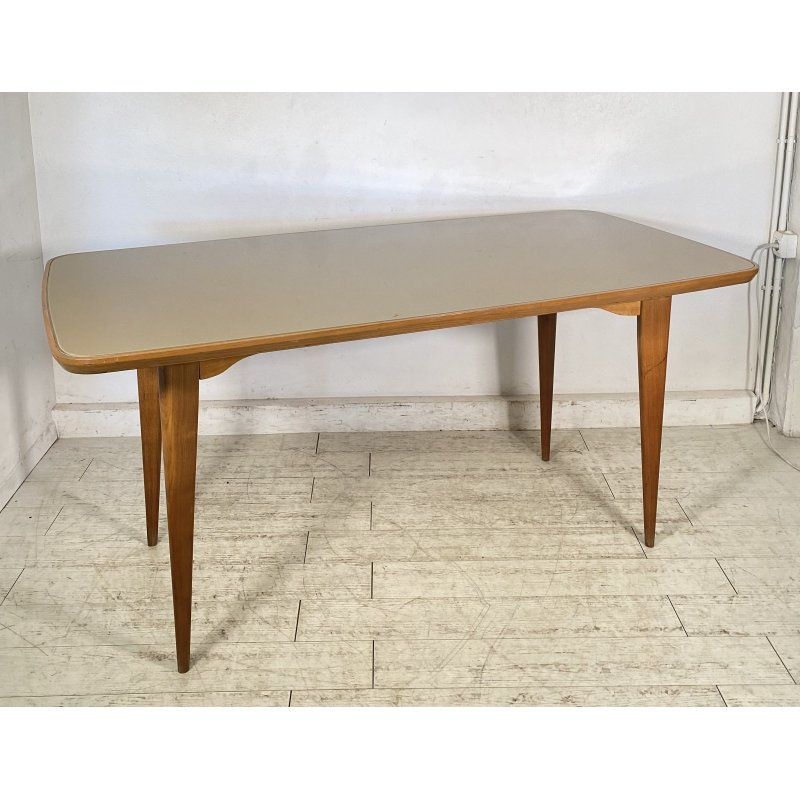 TAVOLO PRANZO DESIGN ANNI 60 ATTR Ico Parisi LEGNO VETRO TABLE VINTAGE