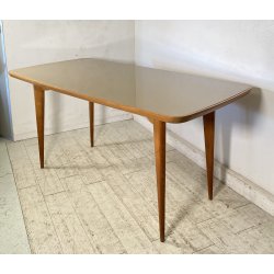 TAVOLO PRANZO DESIGN ANNI 60 ATTR Ico Parisi LEGNO VETRO TABLE VINTAGE