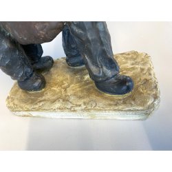 SCULTURA TERRACOTTA POLICROMA SCENA GENERE BAMBINI TRASPORTO GRANDE SACCO '900