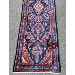 ANTICO TAPPETO PERSIANO 730x84 cm PASSATOIA LANA ROSSO BLU ORIENTALE HALL RUNNER