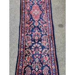 ANTICO TAPPETO PERSIANO 730x84 cm PASSATOIA LANA ROSSO BLU ORIENTALE HALL RUNNER