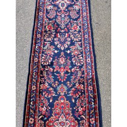 ANTICO TAPPETO PERSIANO 730x84 cm PASSATOIA LANA ROSSO BLU ORIENTALE HALL RUNNER