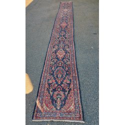 ANTICO TAPPETO PERSIANO 730x84 cm PASSATOIA LANA ROSSO BLU ORIENTALE HALL RUNNER