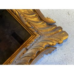 ANTICO QUADRO OLIO B. Russin SCENA di GENERE INTERNO OVILE PECORE GALLINE FIENO