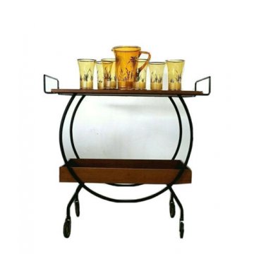 CARRELLO MID CENTURY TEA TROLLEY ITALIAN BAR CART METALLO LEGNO TEAK VINTAGE  