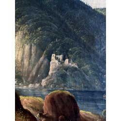DIPINTO OLIO VEDUTA di FANTASIA PAESAGGIO STRESA LAGO MAGGIORE EPOCA '800