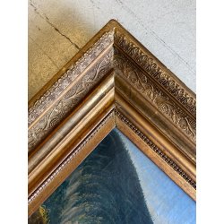 DIPINTO OLIO VEDUTA di FANTASIA PAESAGGIO STRESA LAGO MAGGIORE EPOCA '800