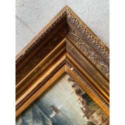 DIPINTO OLIO VEDUTA di FANTASIA PAESAGGIO STRESA LAGO MAGGIORE EPOCA '800