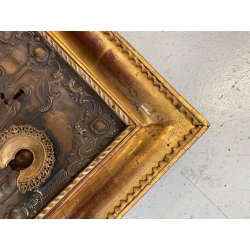 ICONA SACRA RUSSA ORTODOSSA RIZA METALLO DECORO SBALZO ARTE CRISTIANA ORIENTALE