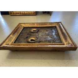 ICONA SACRA RUSSA ORTODOSSA RIZA METALLO DECORO SBALZO ARTE CRISTIANA ORIENTALE