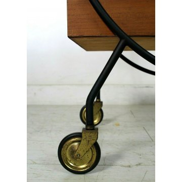 CARRELLO MID CENTURY TEA TROLLEY ITALIAN BAR CART METALLO LEGNO TEAK VINTAGE  