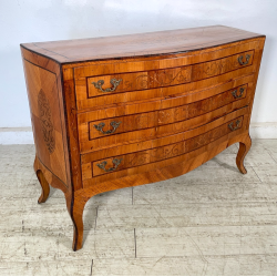 ANTICO COMO intarsiato LUIGI XV 3 CASSETTI epoca '900 legno NOCE CASSETTIERA