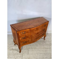 ANTICO COMO intarsiato LUIGI XV 3 CASSETTI epoca '900 legno NOCE CASSETTIERA