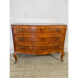 ANTICO COMO intarsiato LUIGI XV 3 CASSETTI epoca '900 legno NOCE CASSETTIERA