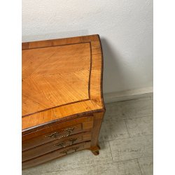 ANTICO COMO intarsiato LUIGI XV 3 CASSETTI epoca '900 legno NOCE CASSETTIERA