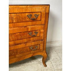 ANTICO COMO intarsiato LUIGI XV 3 CASSETTI epoca '900 legno NOCE CASSETTIERA