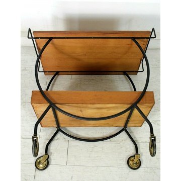 CARRELLO MID CENTURY TEA TROLLEY ITALIAN BAR CART METALLO LEGNO TEAK VINTAGE  