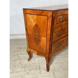 ANTICO COMO intarsiato LUIGI XV 3 CASSETTI epoca '900 legno NOCE CASSETTIERA