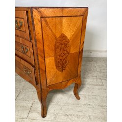 ANTICO COMO intarsiato LUIGI XV 3 CASSETTI epoca '900 legno NOCE CASSETTIERA