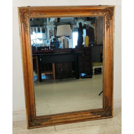 GRANDE ANTICA SPECCHIERA epoca 1800 CORNICE IMPERO 102x130 LEGNO DORATA SPECCHIO