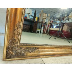 GRANDE ANTICA SPECCHIERA epoca 1800 CORNICE IMPERO 102x130 LEGNO DORATA SPECCHIO