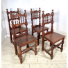 LOTTO 4 SEDIE ANTICHE ROCCHETTO LEGNO NOCE EPOCA '800  TAVOLO PRANZO TORNITE