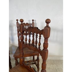 LOTTO 4 SEDIE ANTICHE ROCCHETTO LEGNO NOCE EPOCA '800  TAVOLO PRANZO TORNITE