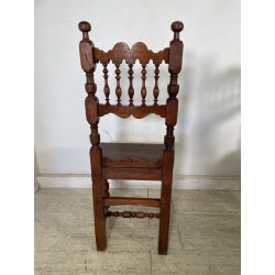 LOTTO 4 SEDIE ANTICHE ROCCHETTO LEGNO NOCE EPOCA '800  TAVOLO PRANZO TORNITE