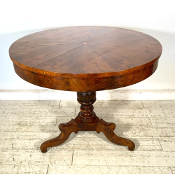 ANTICO TAVOLO PRANZO  ROTONDO ø 107 cm epoca 1800 legno NOCE OLD WOOD TABLE