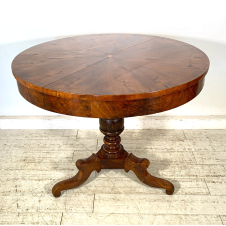 ANTICO TAVOLO PRANZO  ROTONDO ø 107 cm epoca 1800 legno NOCE OLD WOOD TABLE