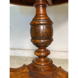ANTICO TAVOLO PRANZO  ROTONDO ø 107 cm epoca 1800 legno NOCE OLD WOOD TABLE