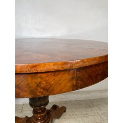 ANTICO TAVOLO PRANZO  ROTONDO ø 107 cm epoca 1800 legno NOCE OLD WOOD TABLE