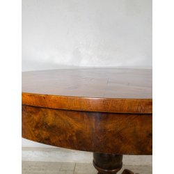 ANTICO TAVOLO PRANZO  ROTONDO ø 107 cm epoca 1800 legno NOCE OLD WOOD TABLE