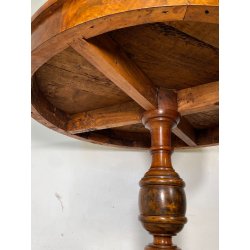ANTICO TAVOLO PRANZO  ROTONDO ø 107 cm epoca 1800 legno NOCE OLD WOOD TABLE