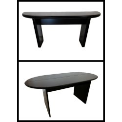 TAVOLO CONSOLLE LACCATO NERO OVALE MODERNARIATO DESIGN ANNI 70 PIANO RIBALTA