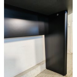 TAVOLO CONSOLLE LACCATO NERO OVALE MODERNARIATO DESIGN ANNI 70 PIANO RIBALTA