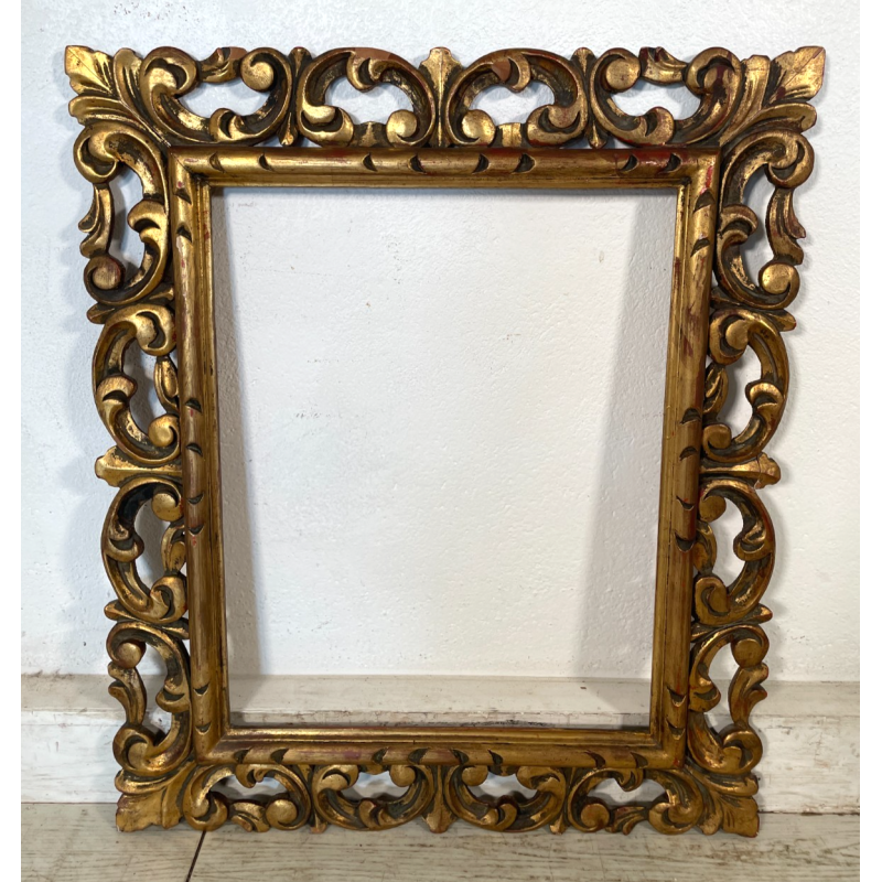 ANTICA CORNICE BAROCCO DORATA LEGNO SCOLPITO 60 cm x 70 cm EPOCA '900 quadro old