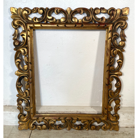 ANTICA CORNICE BAROCCO DORATA LEGNO SCOLPITO 60 cm x 70 cm EPOCA '900 quadro old