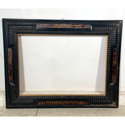 ANTICA CORNICE GUILLOCHE NERA LEGNO 72 cm x 91 cm EPOCA '900 quadro old SPECCHIO