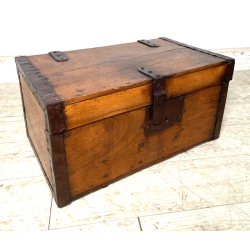 ANTICO PICCOLO FORZIERE CASSAPANCA BAULE legno noce 50 cm epoca 1800 SCRIGNO OLD