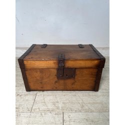 ANTICO PICCOLO FORZIERE CASSAPANCA BAULE legno noce 50 cm epoca 1800 SCRIGNO OLD