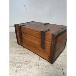 ANTICO PICCOLO FORZIERE CASSAPANCA BAULE legno noce 50 cm epoca 1800 SCRIGNO OLD