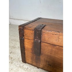 ANTICO PICCOLO FORZIERE CASSAPANCA BAULE legno noce 50 cm epoca 1800 SCRIGNO OLD