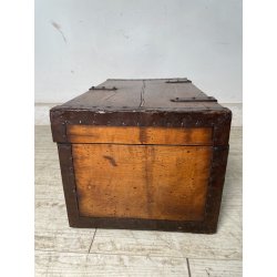 ANTICO PICCOLO FORZIERE CASSAPANCA BAULE legno noce 50 cm epoca 1800 SCRIGNO OLD