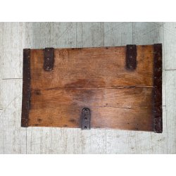 ANTICO PICCOLO FORZIERE CASSAPANCA BAULE legno noce 50 cm epoca 1800 SCRIGNO OLD