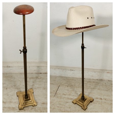 ANTICO PORTA CAPPELLO DA TERRA epoca 900 OTTONE LEGNO Estensibile CAPPELLIERA