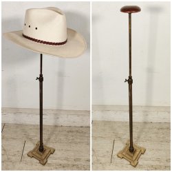 ANTICO PORTA CAPPELLO DA TERRA epoca 900 CAPPELLIERA Estensibile OTTONE LEGNO