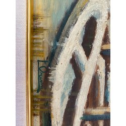 DIPINTO OLIO TAVOLA SCENA RURALE PAESAGGIO FIGURE PATTINI LAGO GHIACCIATO