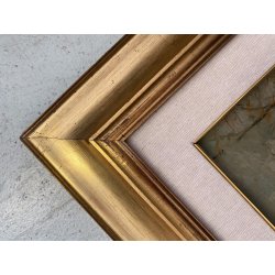 DIPINTO OLIO TAVOLA SCENA RURALE PAESAGGIO FIGURE PATTINI LAGO GHIACCIATO